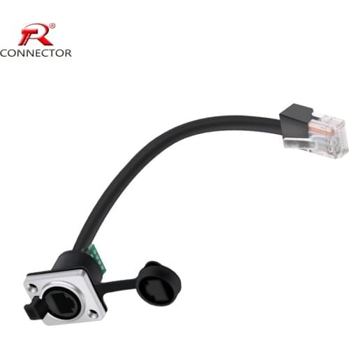 1PC RJ45 8p8c Waterproof Connector, RJ45 male to female, 15cm cable,Panel Mount type,zinc alloy body+PA6 plastic+copper contact