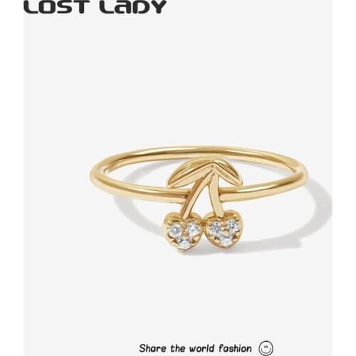 Lost Lady 2021 New Fashion Crystal Fruit Rings For Women Gold Color Alloy Finger Rings Wholesale Accessories Party Wedding Gifts