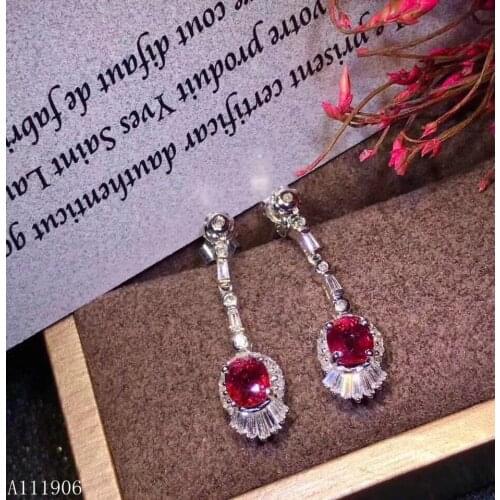 KJJEAXCMY boutique jewelry 925 sterling silver inlaid natural ruby female earrings support detection of new products