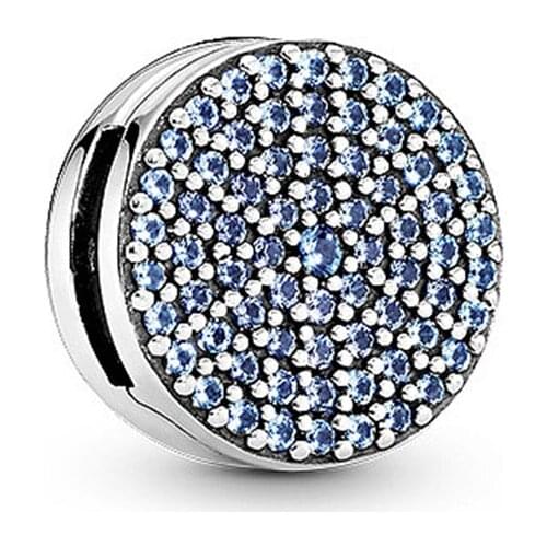 100% 925 Sterling Silver Bead Reflexions Snow Blue Crystal Clip Fit Pan Women Bracelet & Necklace Diy Jewelry