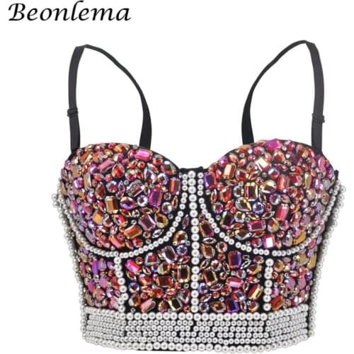 Beonlema Steampunk Corset Top Women Sexy Bra Top Bustiers Overbust Korse Pink Rhinestone Sweet Punk Woman Clothes S-2XL