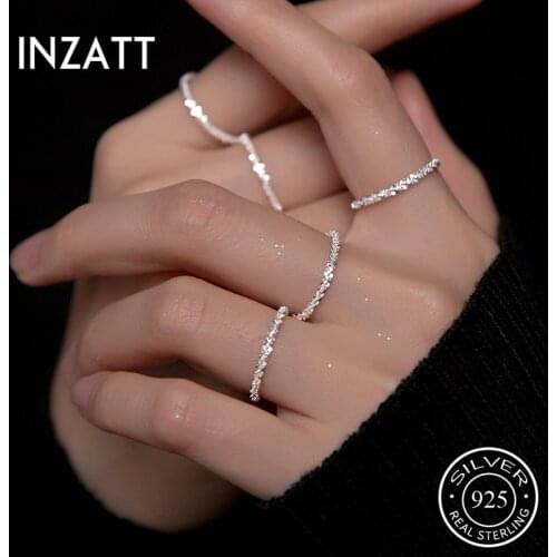 INZATT Real 925 Sterling Silver Geometric Adjustable Ring For Fashion Women Party Minimalist Fine Jewelry Punk Accessories