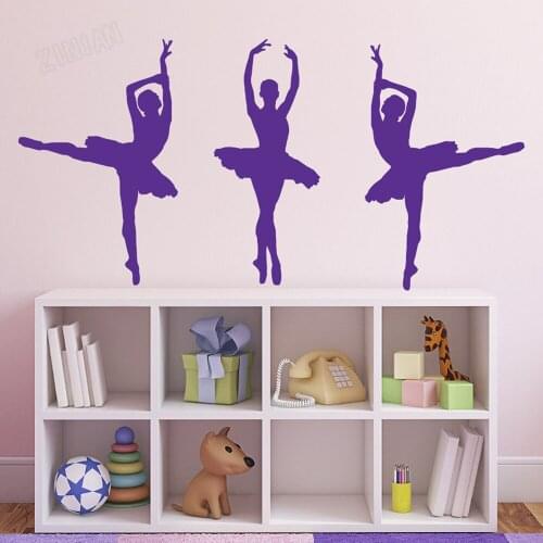3 Ballet Dancer Wall Decal For Living Room Ballerina Vinyl Wall Stickers For Nursery Children Room Beautiful Window Sticker Y087