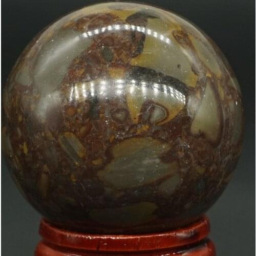 40MM Natural Gemstone Bamboo Jasper Stone Sphere Crystal Ball Reiki Healing Globe Home Decor