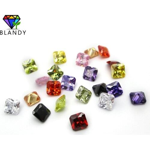 50pcs/lot 3x3~10x10mm Octangle Shape Princess Cut White, Olive, Purple, Black Pink CZ Stone Synthetic Cubic Zirconia For Jewelry