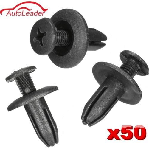 50pcs Universal Car Truck Bumper Fender Rivet Fastener Clips 6mm Hole Black