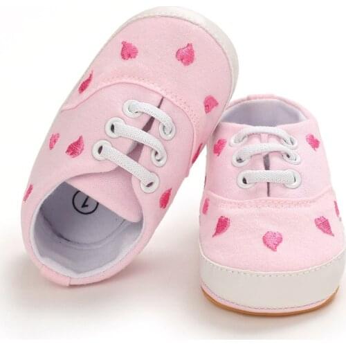 7 Color Baby Shoes Heart-Shaped Solid Sneaker Soft Anti-Slip Sole Newborn Infant First Walkers Toddler Casual Canvas Crib Shoes
