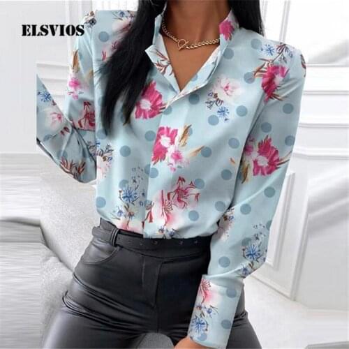 Women Stand-up Collar Summer Blouse Casual Stripe Butterfly Flowers Printed Top Spring Elegant Ladies Office Formal Wear Blouses