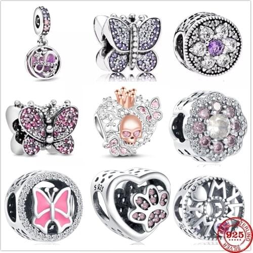 New 925 Sterling Silver Glittering Infinity Hearts & Stars Pendant DIY fine beads Fit Original Pandora Charm Bracelet Jewelry