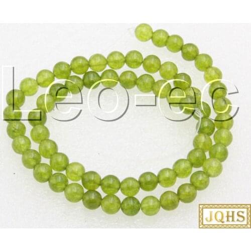 Natural 6mm light green Jades Stone Loose Beads for Jewelry Making Strand 15" v1413