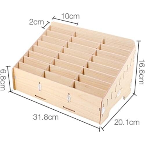 24 Grids Wooden Storage Box Cell Phone Holder Desktop Organizer Storage Box Mobile Phone Repair Tools Storage Box