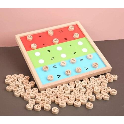 Kids Early Educational Toys 1-100 Digit Number Cognitive Wooden Counting Board Math Toy Teaching Logarithm Version Learning Toy