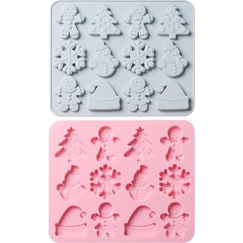 DIY Kitchen 2Pcs Silicone Baking Accessories Christmas Baking Mold Tree Snowman Fondant Mold Cake Mold Cake Decorating Tools