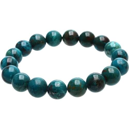 8" 8-14mm natural A+ South Africa Chrysocolla smooth round loose beads stretch bracelet