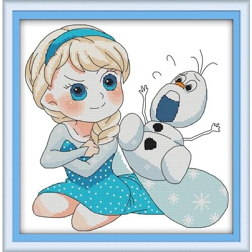 Everlasting Love Lovely Girl (2) Chinese Cross Stitch Kits Ecological Cotton Clear Printed 11CT Christmas DIY Wedding Decoration