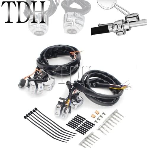 Chrome Handlebar Switches Wiring Kit Switch Button LED Beam Horn Kill Switch for Harley Road King Dyna Sportster Street Fat Bob