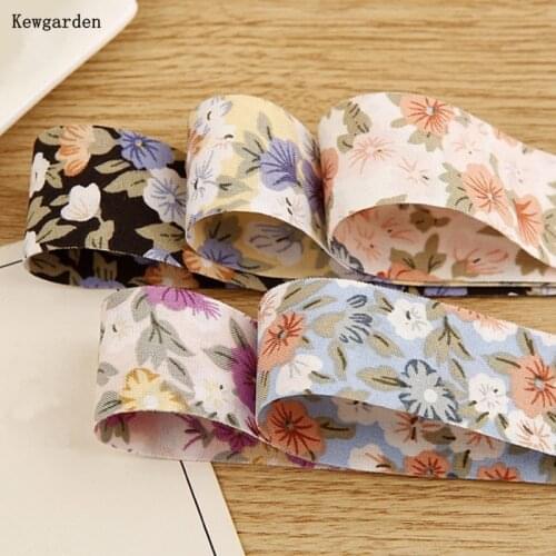 Kewgarden DIY Make Hairbow Accessories Handmade Carfts Gift Packing 1.5" 1" 10mm 15mm 25mm 40mm Print Flower Ribbon 10 Yards