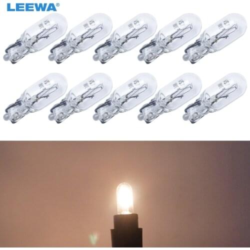 LEEWA 200pcs Warm White Car T6.5 12V 3W Wedge Halogen Bulb External Halogen Lamp Replacement Dashboard Bulb Light #CA1316