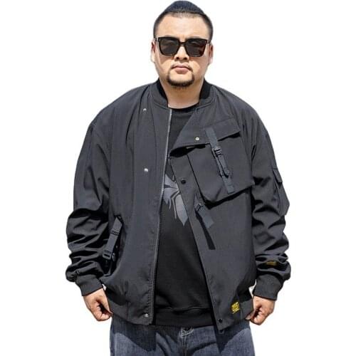 Oversized L-5XL Men Bomber Jacket 2021 Mens Mulit-Pocket Cargo Bomber Jackets Steetwear Hip Hop Windbreaker Coats Outwear