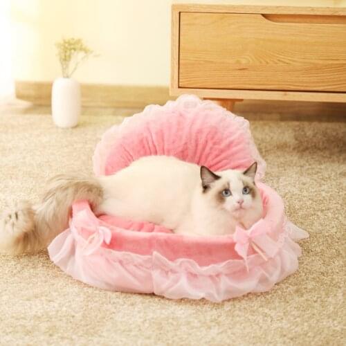 New Cat Lovely Bed Bow Design princess Design Lace Dog Winter Bed dog beds for small dogs camas para perro House For Cats
