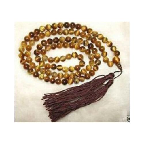 Wholesale FREE SHIPPING >>>> Tibetan 108 Tiger Eye Prayer Buddha Bead Necklace 8mm