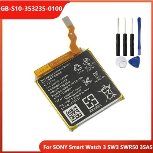 Original Replacement Watch Battery For SONY Smart Watch 3 SW3 SWR50 3SAS Rechargable Batteries 420mAh