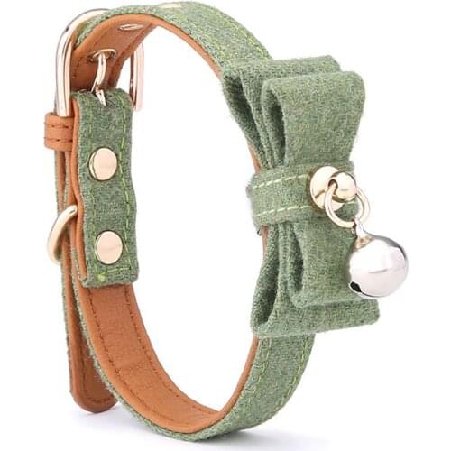 Dog Collar Felt Cloth Puppy Cat Dog Bow Collar Leash Adjustable Bell Cat Collar Bow Leash Small Medium Large Dogs Pet Supplies