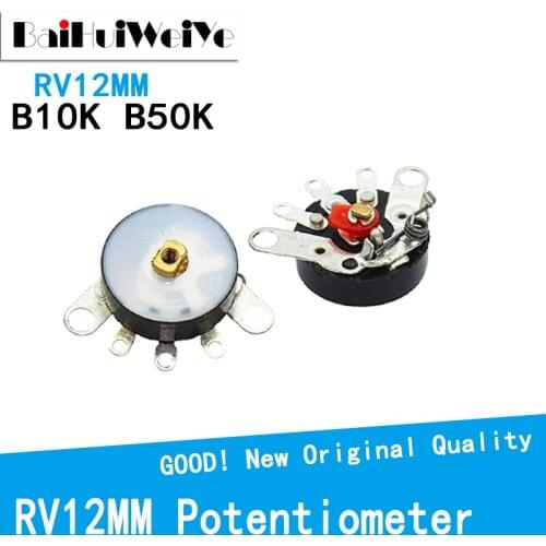 5PCS/LOT Straight Angle Radio Potentiometer RV12MM B503 B50K Power Amplifier Volume Potentiometer With Switch