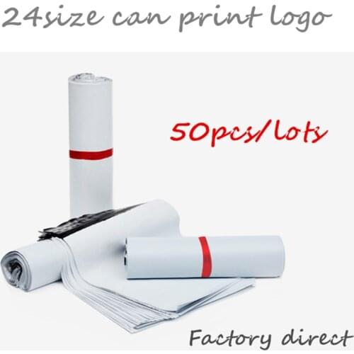 50Pcs/Lot White Self-seal Adhesive Courier bags Storage Bags Plastic Poly Envelope Mailer Postal Shipping Mailing Bags Mail bag