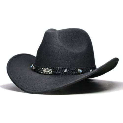 Retro Black Scorpion Knitted Band Parent-child Women Men /Kid Wool Wide Brim Cowboy Western Hat Cowgirl Bowler Cap (57cm/54cm)