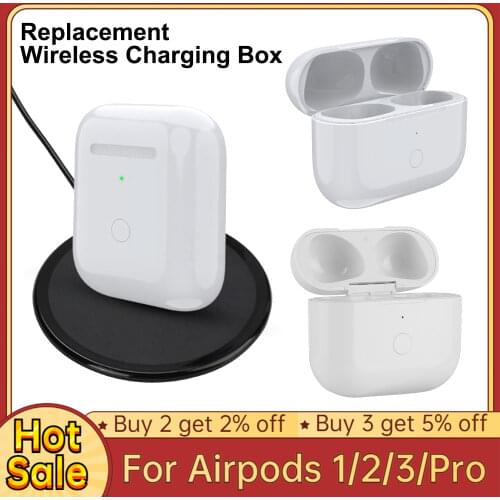 Replacement Wireless Charging Box with LED Indicator Light for Airpods 1/2 Bluetooth Earphone 450mAh Charger Case Pop-Ups Pair