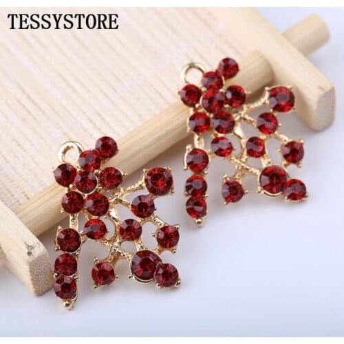 2pcs Glass Rhinestone Inlaid Alloy Pendant Twig Shape Pendant For Jewelry Making Necklace Bracelet Hairpin Handmade Accessories