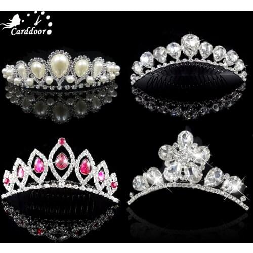 Carddoor Wedding Crown Crystal, Pearl Hair Accessories, Ladies Headdress, Banquet Party Accessory, Gift Hair Jewelry