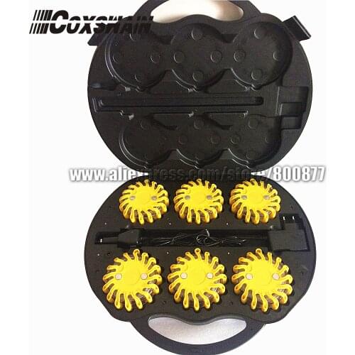Rechargeable 6 packs LED traffic warning light, Emergency LED road Flares safety beacon LED Traffic Warning Fireball lights