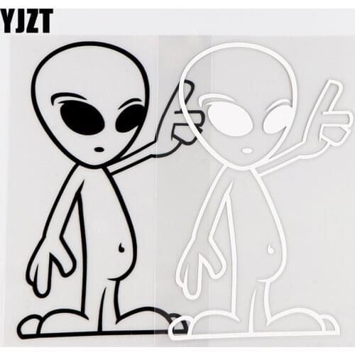 YJZT 8.8X13.9CM UFO Hippie Space Funny Decor Alien Car Sticker Vinyl Decals Black / Silver 10A-0366