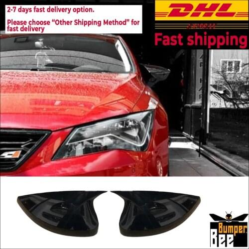 Mirror Cover For Seat Leon Mk3 5F FR-Cupra 2012 2013 2014 2015 2016 2017 2018 2019 Accessory Bright Black BATMAN Case CAR Shield