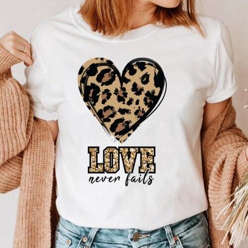 Women Graphic Love Leopard Heart 90s Trend Top Print Clothing 90s T Shirt Female Tee Ladies Short Sleeve Cartoon T-shirt