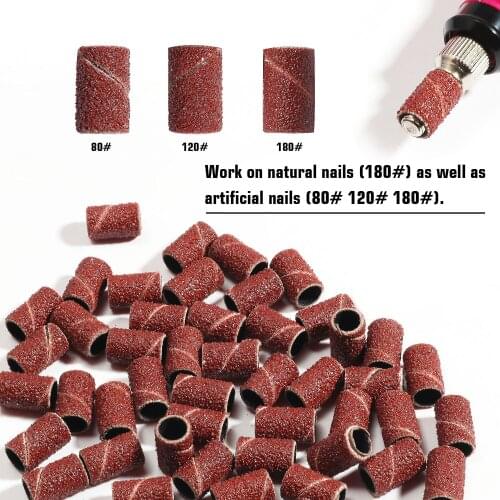 100Pcs/50pcs 180# 120# 80# Nail Sanding Ring Nail Art Sanding Bands Sand Circle for Nail Electric Drill Bit Machine Nail File