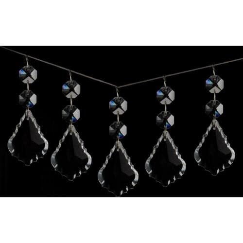 12pcs 3.9inch Length Crystal Prism Pendant Parts 50mm Maple Leaf with 2 Octagon Beads Pendants Beads for Curtains Strands