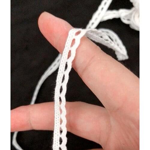 20 Meters/lot 7mm Width 100% Cotton Lace Ribbon Crocheted Cotton Lace Trim DIY Patchwork Lace Accessories Free Shipping