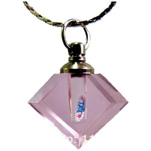 25pcs/lot pink Flat prismatic Rice vials pendants rice vial pendant perfume empty glass bottle glass spray perfume bottl