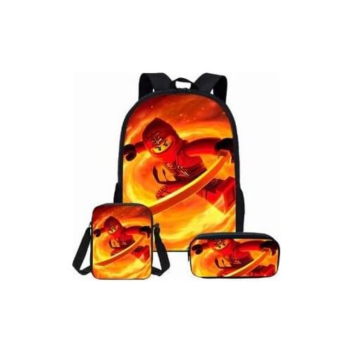 3PCS/Set Ninja Go Games School Bags for Teenager Boys Girls 16 inch Backpack Baby Kids Student Satchel Mochila