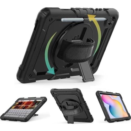 Rotation Hand Strap&Kickstand for Samsung galaxy tab S6 Lite 10.4 case 2020 Silicone Tablet Protective cover SM-P610 SM-P615