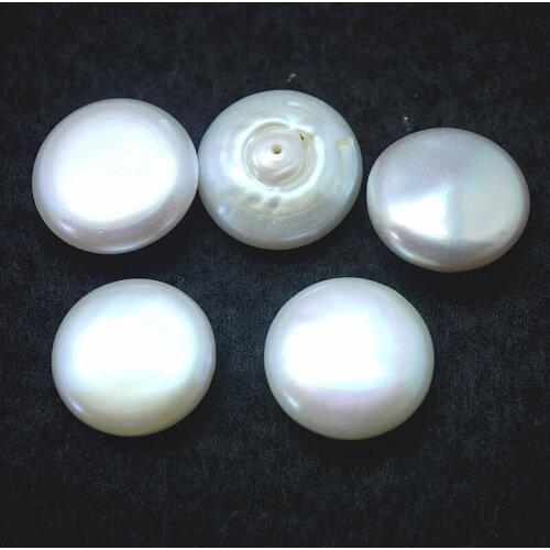 5pcs cultured freshwater pearl cabochons or making women earring studs milled drilled holes size 14-15mm nature pearl beads