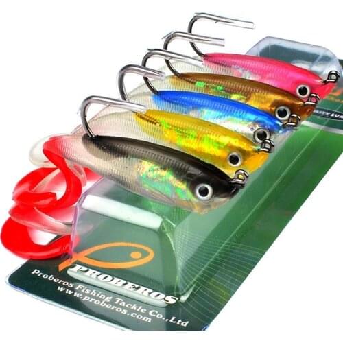 Mounchain 5Pcs Fishing Lures Set 10cm 14.7g Soft Silicone Grub Bait Artificial Baits with Shank Hook