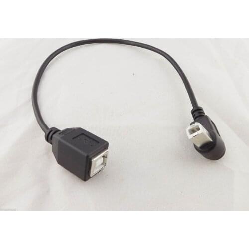 5pcs USB 2.0 B Female To Down Angle USB B Male Printer Short Data Cable Adapter Black 30cm