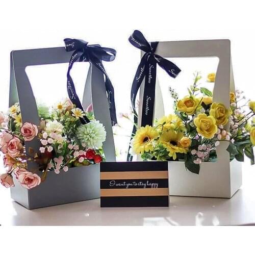 5Pcs High Quality Portable Flower Box Large Florist Packaging Box Foldable Flower Arrangement Vase Wedding Decor Paper Gift Bags