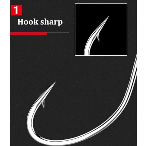 50pcs High-carbon Steel Hook 1#-10# Barbed Long-handled Fish Hook For Carp Fishing Tackle