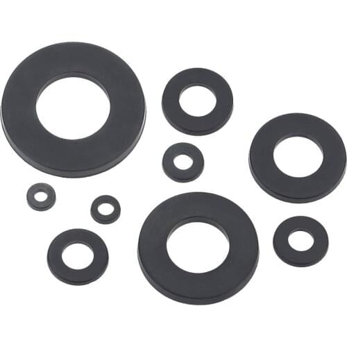 600Pcs/Set M2/M2.5/M3/M4/M5/M6/M8/M10/M12 Black Nylon Flat Washer Plain Gasket Tools Kit Rust Resistance Fasteners Hardware