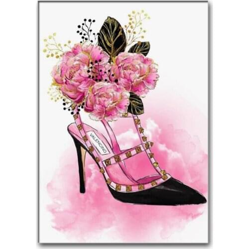 Full diamond 5D DIY diamond painting "high heels" 3D diamond embroidery flower and bird cross stitch mosaic shoe shop decoration